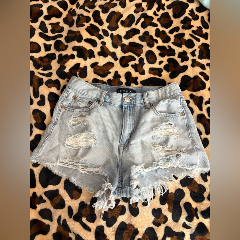 Aeropostale Blue Jean Shorts with Distressed Design